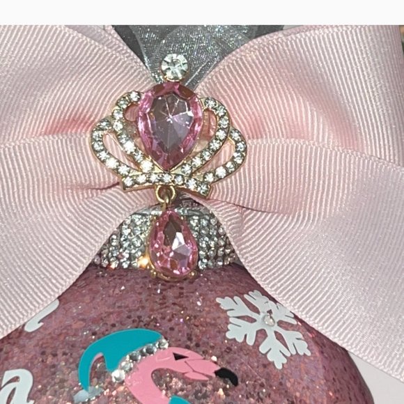 Pink Flamingo Glitter Christmas Tree Ornament, Customized Personalized, Holiday - Picture 15 of 16